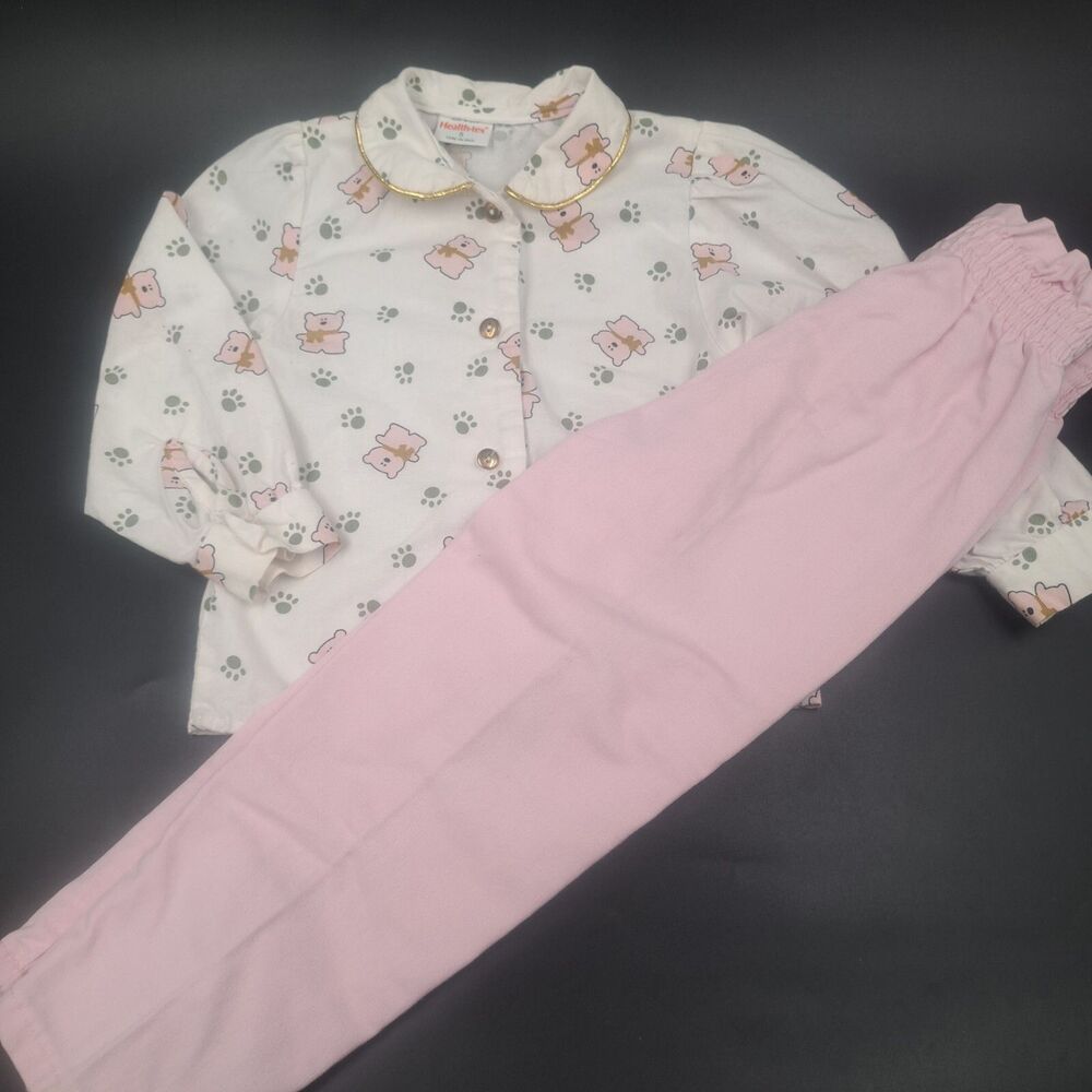 Vintage Healthtex Teddy Bear Outfit Girls 5 Shirt & Pants Set Made In USA